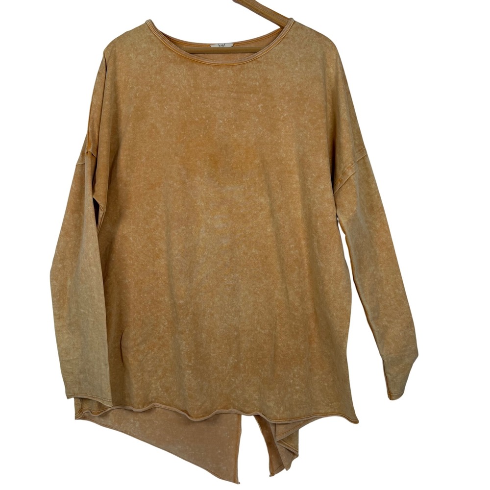 Easel Top Womens Medium Orange Mineral‎ Wash Split Back Oversized ET10988